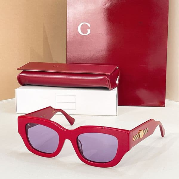 Designer Sunglasses for Women Red Acetate Grey Pink Lenses Shades GG 1558 Trendy Street Shooting Y2K Daily Outfit Luxury Brand Driving Vacation Sunglasses Men