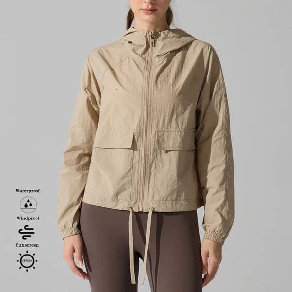 VITALINOVO Lightweight Rain Jacket Women Waterproof Full Zipper Long Sleeve Athletic with Hooded Windbreaker for Hiking 250203