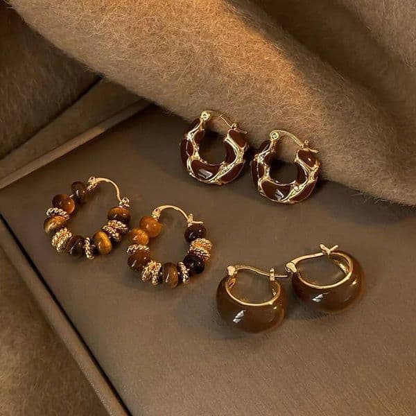 Vintage Dripping Oil U-shaped Earring for Women Simple Hoop Earrings Temperament Personality All-matching Jewelry Female 2024 ddmythur