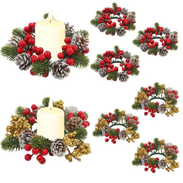 Desktop home decoration simulation pine cone ornament, artificial atmosphere arrangement Christmas candlestick wreath