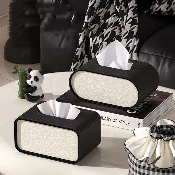 New style Tissue High Quality Light Luxury High-end Living Room Paper Box Creative Oval Leather Bedroom Desktop Napkin Storage 26H0204
