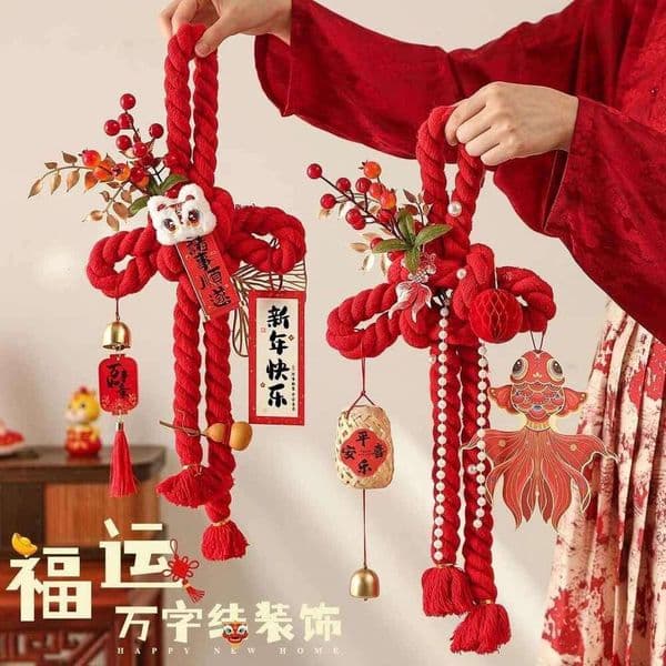 New Thousand Character Chinese Knot DIY Year of the Horse Door Decoration Spring Festival Atmosphere Hanging Ornament Wholesale for Stalls