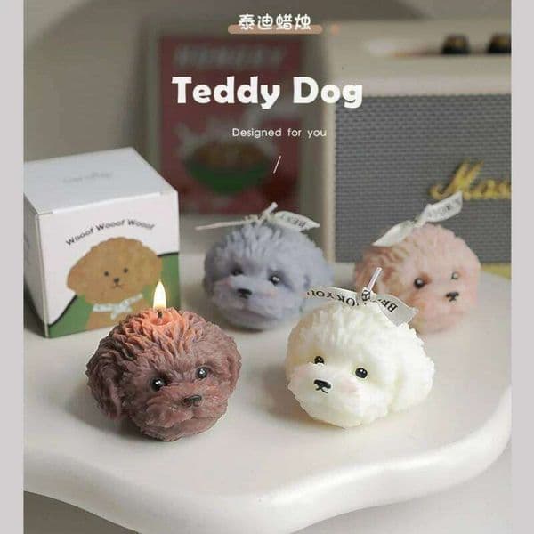 Teddy dog-shaped scented cartoon animal soy wax candle, home decor gift, Valentine's birthday gift for girls S260204