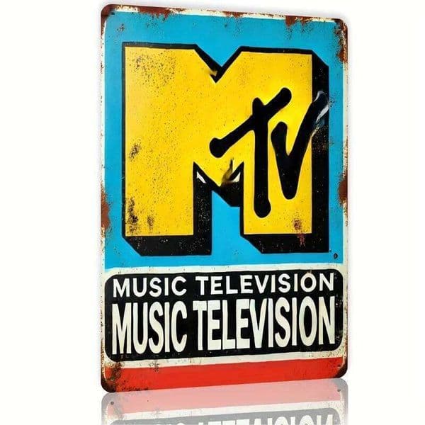 Room MTV Logo Metal Tin Sign, Iron Wall Art for Bar, Cafe, Beach House, Backyard Farmhouse Decor - , Home Decor, Perfect 26Y0204