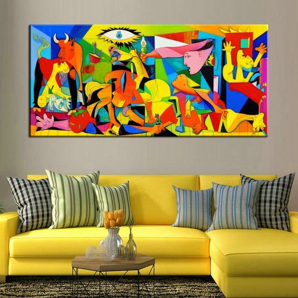 Guernica Cubism by Pablo Picasso Colorful Abstract Canvas Art Home Decor Wall Art Hand Painted Oil Painting Reproduction For Livng Room - No Framed -195