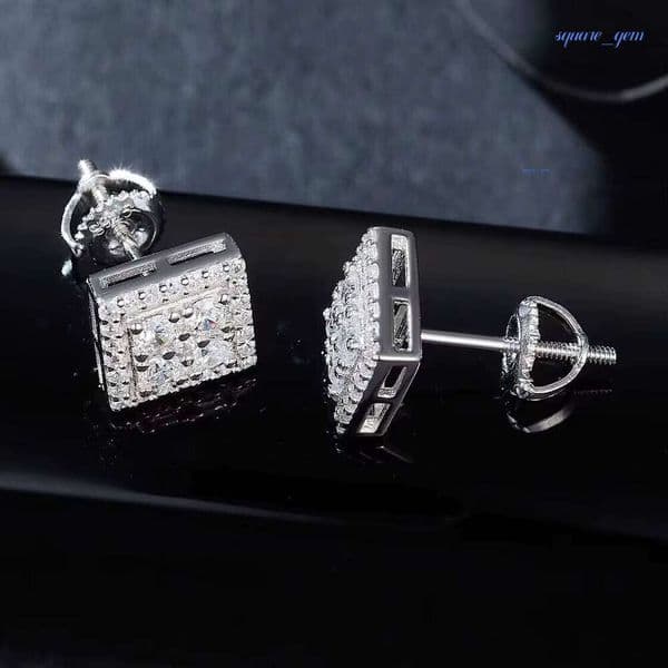 Aivenchy VVS Moissanite Fine Square Lab Grown Diamond Custom S925 Sterling Silver Jewelry Women Stud Earrings