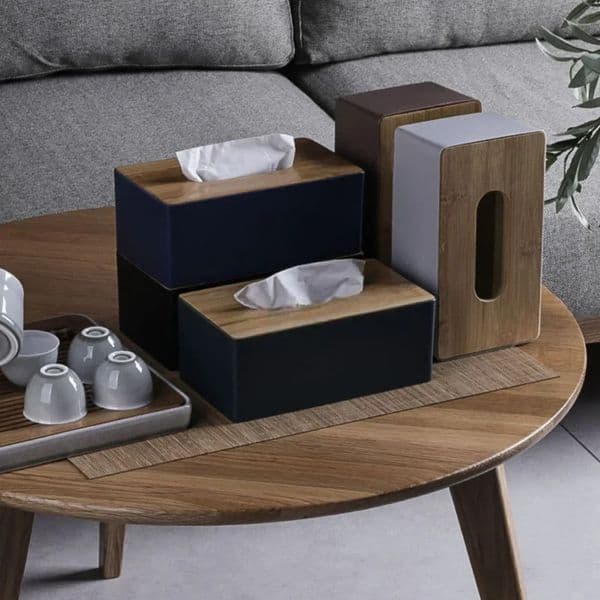 Tissue Box Table Napkin Holder Tissue Case Paper Box Container Bamboo Cover Solid Wood Storage Box Home DesktopTissue Box Holder 260203BJ