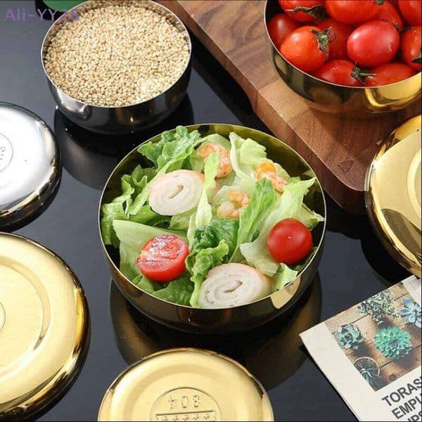 {MX} 8.5-12cm Stainless Steel Korean With Cover Single Layer Steamed Rice Bowl Child Anti-Scalding/Fall Tableware 26W0204