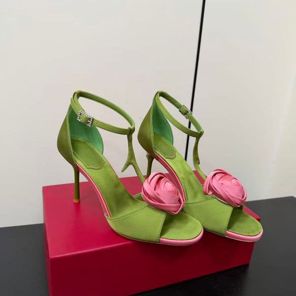 la rose vivier Design High heels women's dress shoes Silk upper