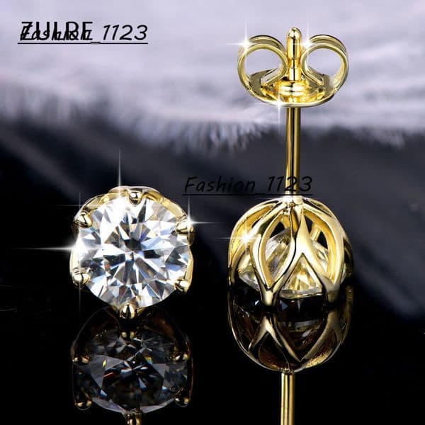 High Quality Moissanite Anniversary Flower Claw Setting Round Cut 05ct 1ct Moissanite Full Circle Tiny Stud Earrings for Women