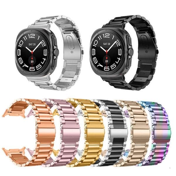 Suitable for Samsung 47MM Three-Bead Watch 7 Ultra Metal Stainless Steel Strap