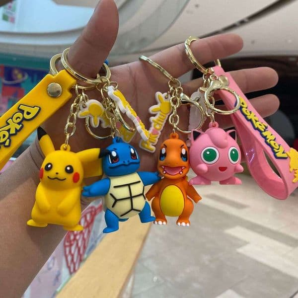 Pokmon Anime Keychain Pendant Cute Pikachu Psyduck Plush Doll Bag Car Decoration L260203