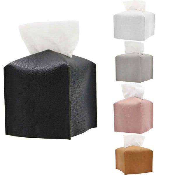 New style Decorative Square PU Leather Facial Paper Organizer for Bathroom Modern Tissue Box Holder Kitchen 26H0204