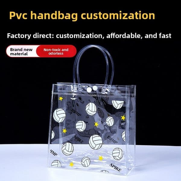 Customize for Stalls in Stock PVC Transparent Custom Clothing Store Tote Plastic Bags