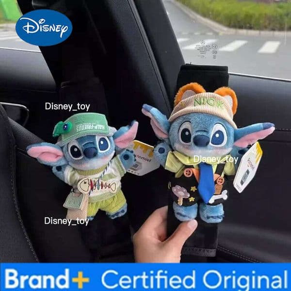 Disney Cute Star Baby Stitch Seat Belt Shoulder Pad Cover Couple Car Decorations Doll Soft Anti-wear Girl Anime Gift Toys H260204