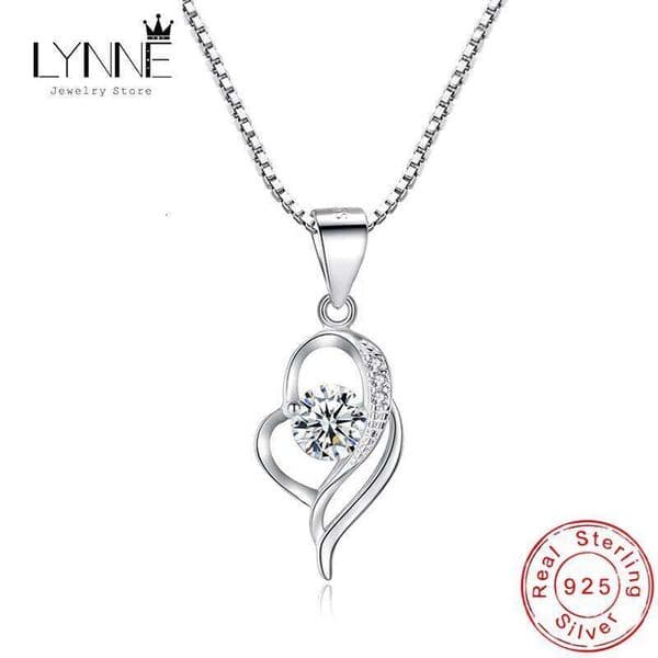 New Fashion 925 Sterling Silver Musical Note Design Fine Heart Zircon Pendant Necklaces Women Jewelry Rhinestone Clavicle Chain Z260204