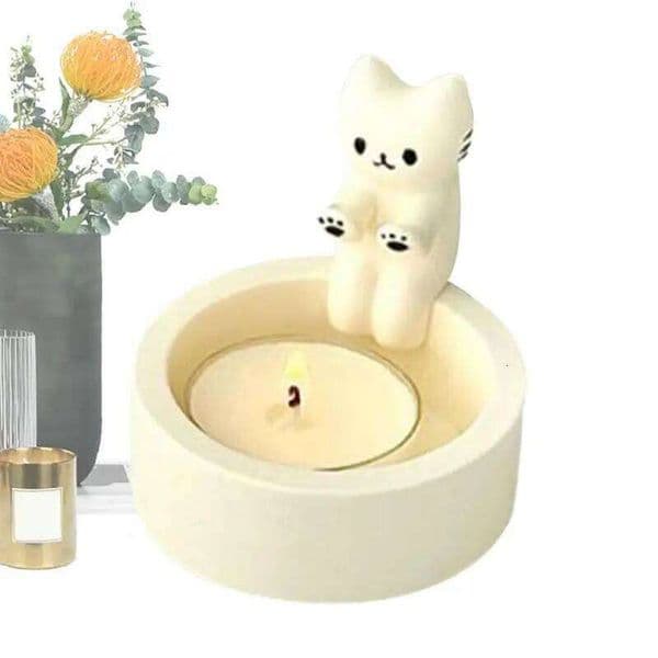 Warming Paws Kitten Candle Cute Scented Light Holder Funny Handmade Desktop Ornaments Cat Candlestick S260203