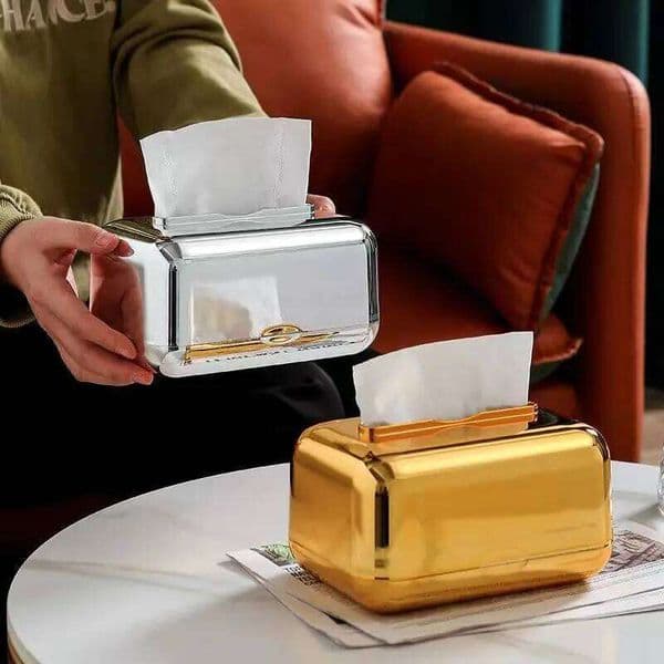 New style Boxes Luxury Storage Napkin Kitchen Golden Box Paper Case Organizer Ornament Craft Desktop Tissue Holder 26H0203