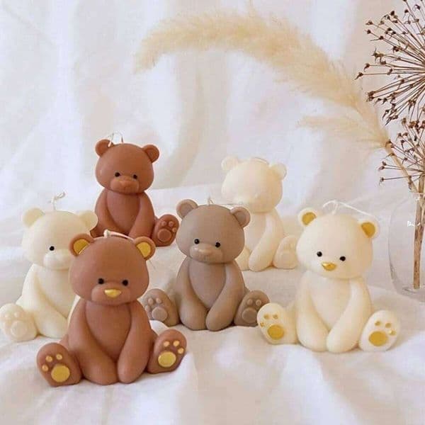 3D Sitting Brown Bear Scented Handmade Cute Soy Wax Animal Aroma Candle Home Decor Unique Birthday Gift Party Ornaments S260203
