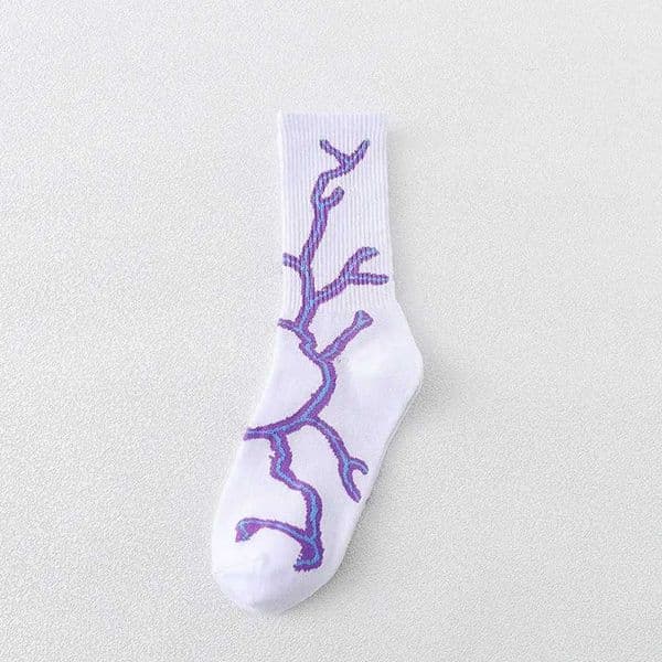 Harajuku Hip-Hop Street Sports Skate Socks Tie Dye Cotton Lightning Designer Happy White Socks Women Y260204a
