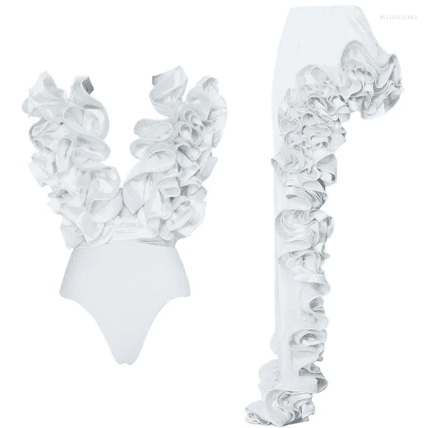 Women's Swimwear White 3D Flower One Piece Women Swimsuit And Skirt Sexy Bikini Set Two Pieces Beachwear Bathing Suit Monokini Dress