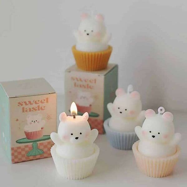 Creative Cute Cake Birthday Accompaniment Gift Handmade Ins Bear Scented Candles Desktop Ornaments S260203