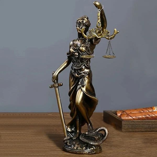 European style creative retro home imitation copper goddess of justice ornament decoration living room office desk ornament 1PCS 260128