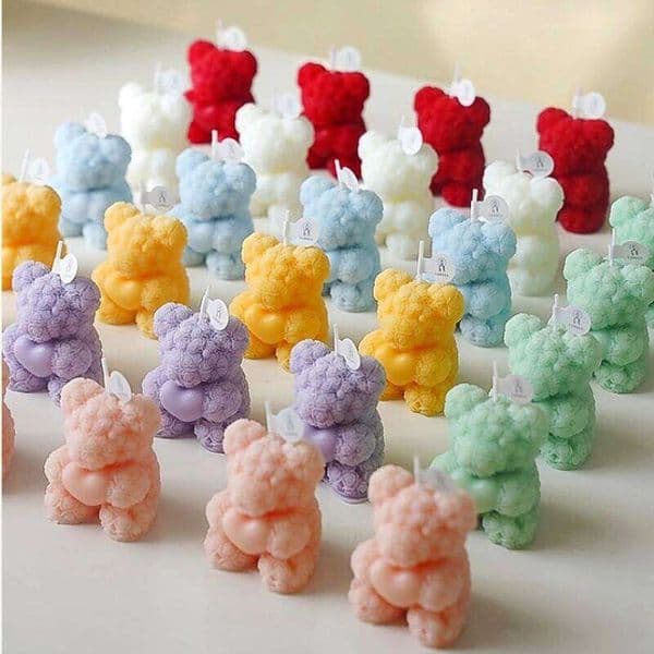 Rose Teddy Bear Scented Aesthetic Home Decorative Smokeless Personalized Candles Guest Gift Lot S260203