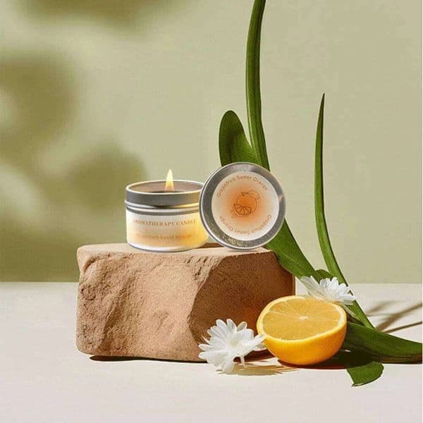 1PC Mini Soy Wax Scented Candles, Watercolor Pastel Style, Round Tin Jar Flower Petal Detail, Aromatherapy Candle for Bedroom H260204