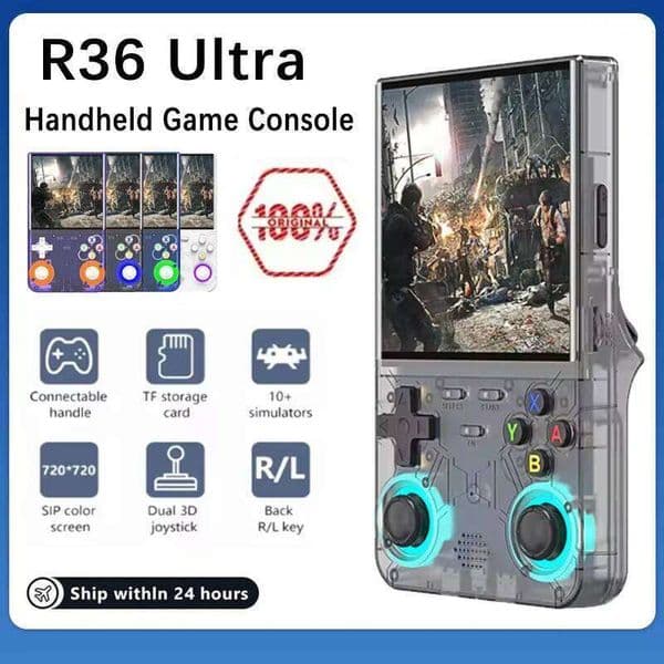 R36 ULTRA 2025 Handheld Video Console Linux System 4.0inch IPS Screen Retro Game Player 64G/128G 20000+ Games H260205