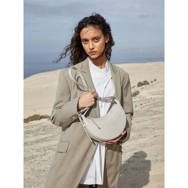 Womens Designer Evening Handbag - Luxurious Leather Crescent Shape under Arm Crossbody Clutch