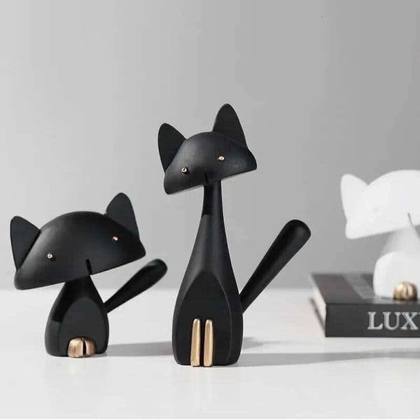Black DIY Crafts Sweet Cartoon White Cat Model Figurines Decoration Desk Decor Garden Home Office Ornament Miniatures S260204