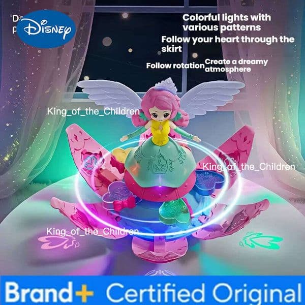 Disney Dreamy fairy princess electric girls love, colorful sound light rotating dance, toys and gifts that babies love H2602051