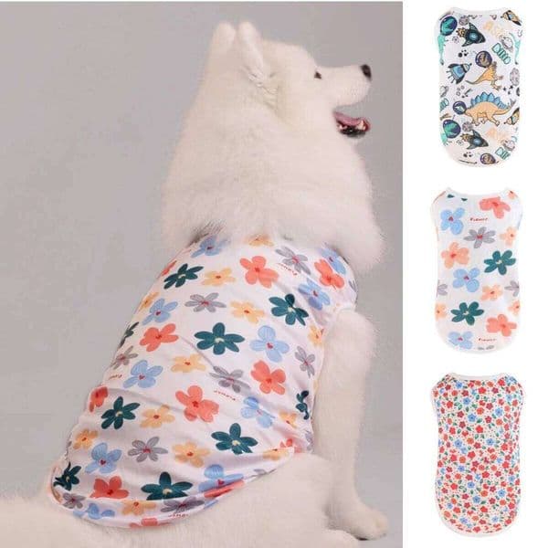 Cute Pet Dog Cooling Vest Cartoon Soft Clothing Summer Casual Shirts Small Medium Large Dogs Puppy French Bulldog Clothes 26H0205