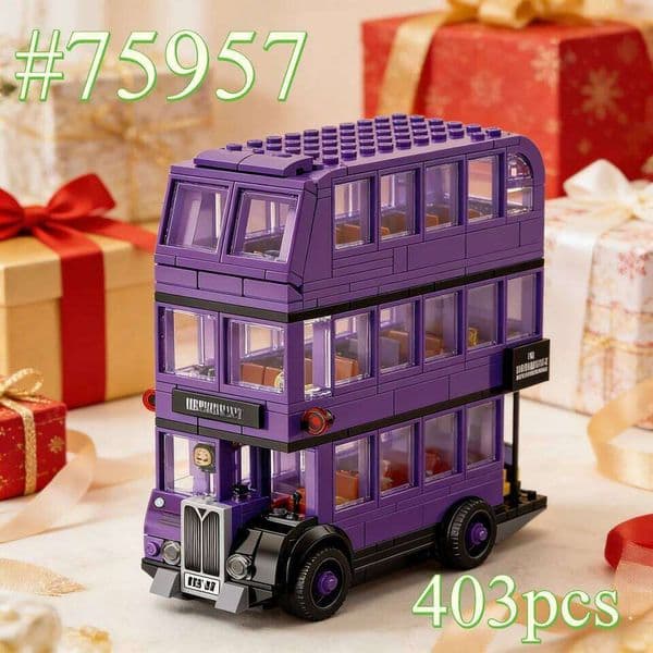 Purple Three-layer Bus Model 75957 Building Blocks Sets Suitable for Christmas Gifts Compatible with Legoed Particles, 403 pieces 26W0205