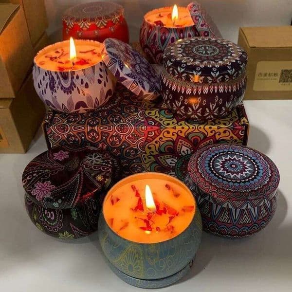 1PCS Vintage Can Candles Soy Wax Flower Fragrance Scented Home Decoration Candle Jars for Wedding Ceremony Birthday Gift H260205