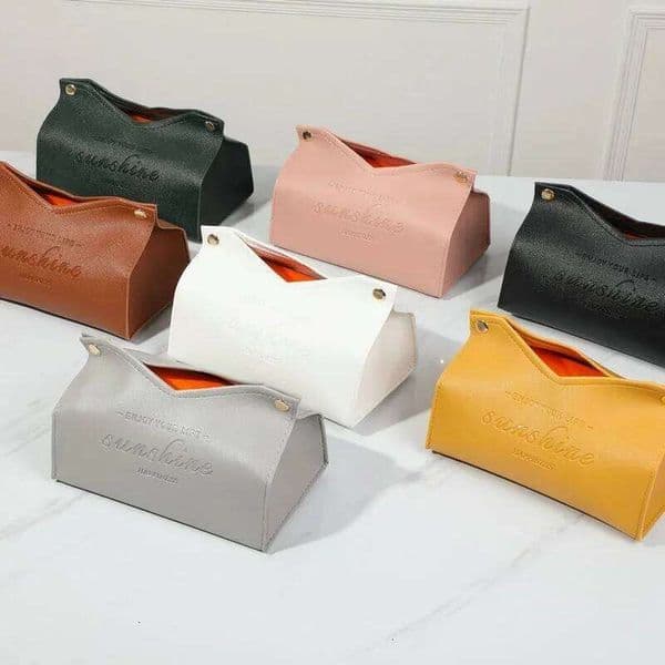 Leather Tissue Car Toilet Pumping Home Living Room Decoration Bedroom Kitchen Desktop Nordic Large Storage Box 26Y0205