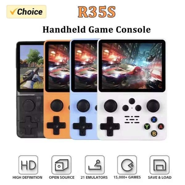 R35S Portable Handheld Game Console 3.5 Inch IPS Screen Retro Linux HD Video Player with 3500mAh Battery Mini Gaming Device H260205