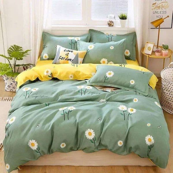 New Fashion Print Queen King Size Daisy Printed Duvet Cover Set with Flat Sheets Cozy Durable Bedding Sets 26Y0205