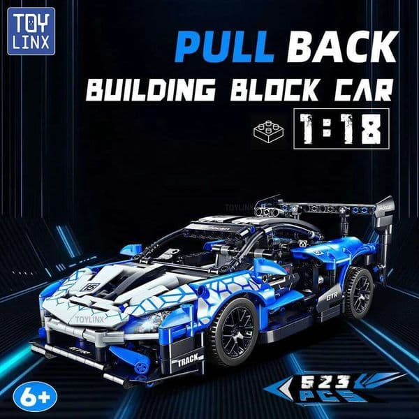 ToylinX 1/18 523 PCS Technical Mechanical Supercar Racing Building Block Assembled Toy Car for Kids Boy Christmas Gifts 26Y0205