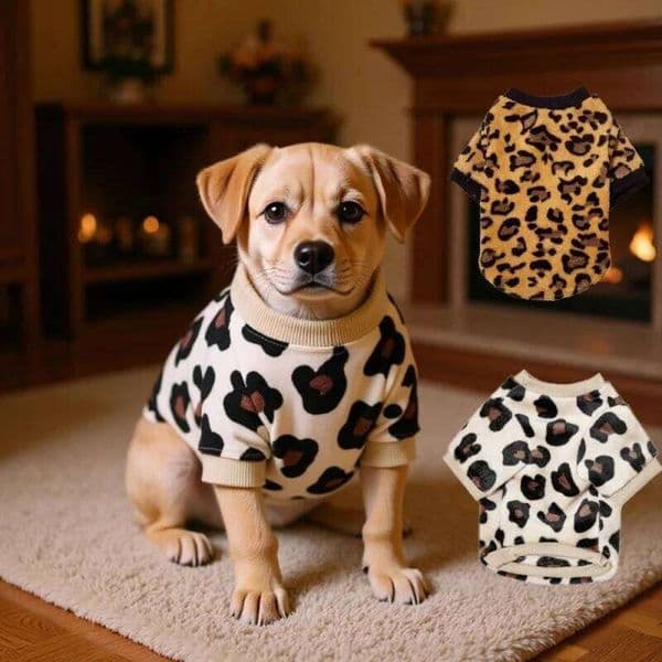 New pullover, sweater, leopard print, French bulldog, winter warm hoodie, pet clothing, dog clothing 26H0205