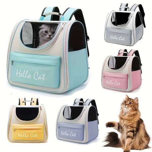 Large capacity collapsible pet backpack with zip closure, handle mesh vent, perfect for cats and small dogs traveling 26W0205