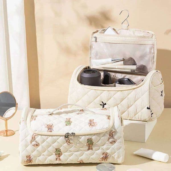 Bag Hangable Storage Bags With Hanging Hook Quilted Travel Case For Cotton Hair Tools 26W0205