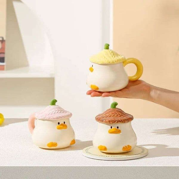 New Cute Cartoon Duck Ceramic Breakfast Milk Lunch Coffee Cup Creative Desktop Mug To Send Friend A Birthday Present 26W0204