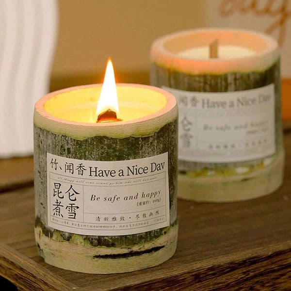 1Pc Handmade Bamboo Jar Scented Candle - Natural Soy Wax Aromatherapy Creative Ornament for Wedding Party Favor Home Decor H260205 Z260527