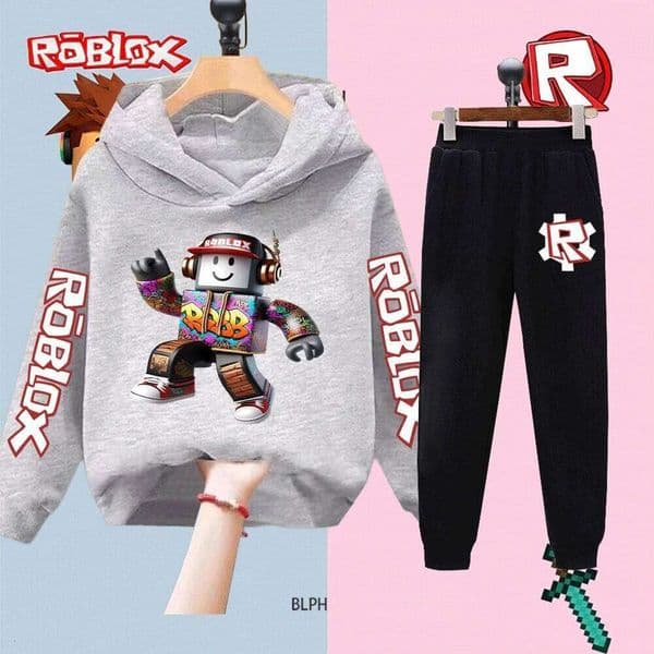 Kids Print Hoodie Set Boys Girls Cartoon Sweatshirt with Pants Casual Sportswear Children's Clothing Outfit 3-12Y X260205