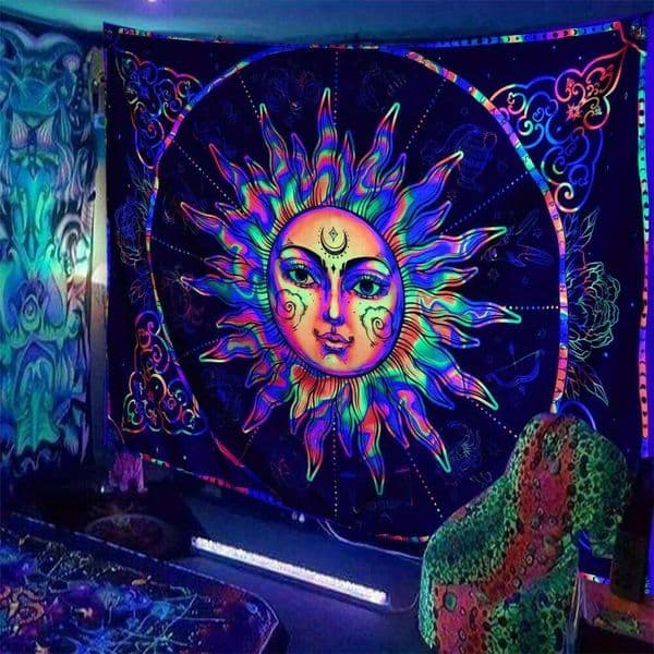 VIKAMA Sun Moon Energy Field Tapestry Illusion Gradient Fabric Bohemian Living B&B Room Decoration 26H0205
