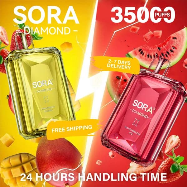 Free ship Vapers puff 35000 SORA DIAMOND flavor Fast ship Arrive in 2-7 day Shipped from the USA Disposable vape 35K puffs vape 16 flavor available 5% Nicotine