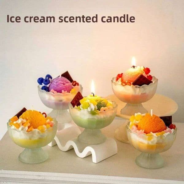 1PC Fruit Ice Cream Creative Exquisite Shape Yogurt Soybean Wax Birthday Gift Souvenir Scented Candles Decoration H260205Z260527