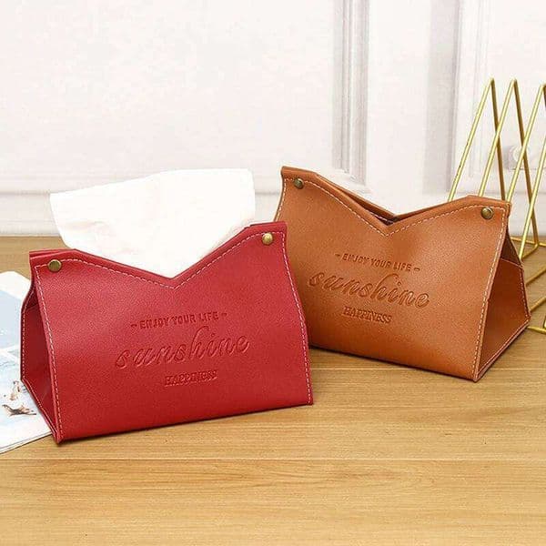 Leather Case Napkin Holder Storage Container Car Tissue Box Solid color minimalist Home Living Room Decoration 26Y0204